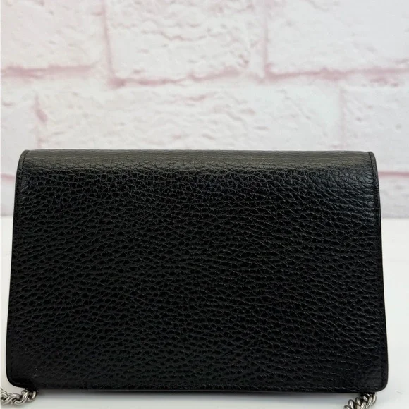 Authentic Gucci Dionysus Super Mini Black Leather Chain Bag